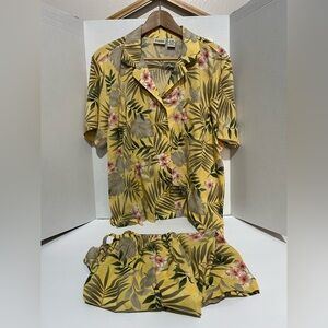 Vintage Classic Elements Yellow and Green Leaf Print Set